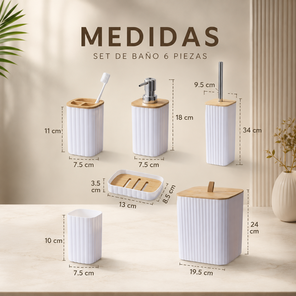 Set de Baño Bambú Y Polímero X6 Piezas™